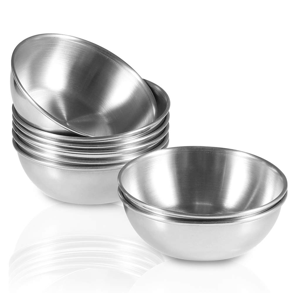 8 Pcs 3.2inch Stainless Steel Sauce Dishes Mini Individual Saucers Bowl Round Seasoning Dishes Sushi Dipping Bowl Appetizer Plates, Sliver — view 2