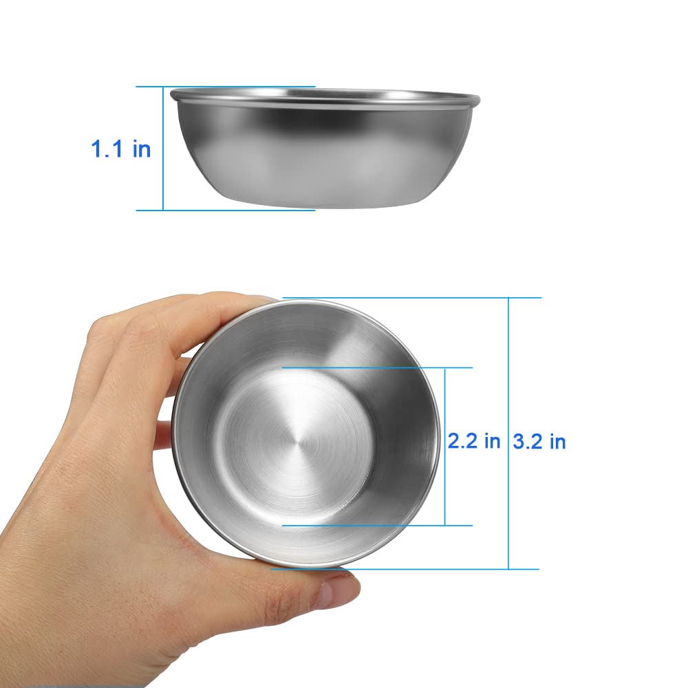 8 Pcs 3.2inch Stainless Steel Sauce Dishes Mini Individual Saucers Bowl Round Seasoning Dishes Sushi Dipping Bowl Appetizer Plates, Sliver — view 2