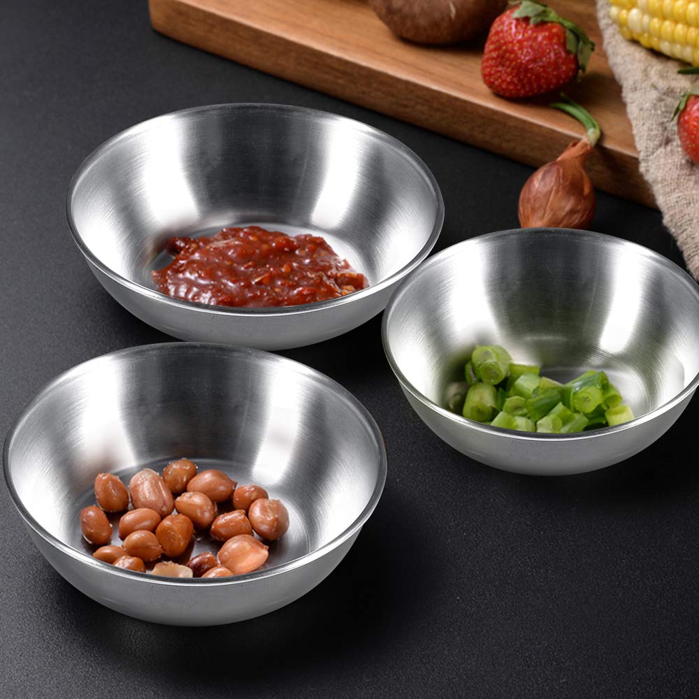 8 Pcs 3.2inch Stainless Steel Sauce Dishes Mini Individual Saucers Bowl Round Seasoning Dishes Sushi Dipping Bowl Appetizer Plates, Sliver — AmyTalk