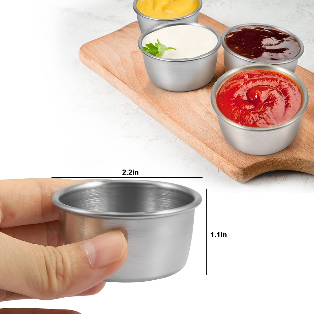 Ramekin Sauce Dipping Bowl Mini Sauce Cups Pudding Condiment Cups for Home Party Stainless Steel — view 2