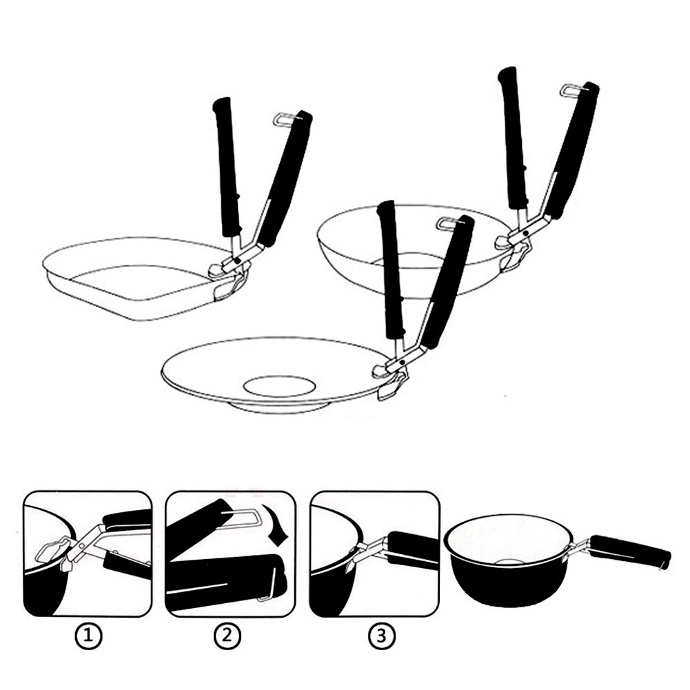 2 Pcs Black Bowl Clip Gripper Clips Retriever Tongs for Lifting Hot Dishs Bowl Pot Pan Plate from Instant Pot Microwave Oven Air Fryer, 304 Stainless Steel — view 7